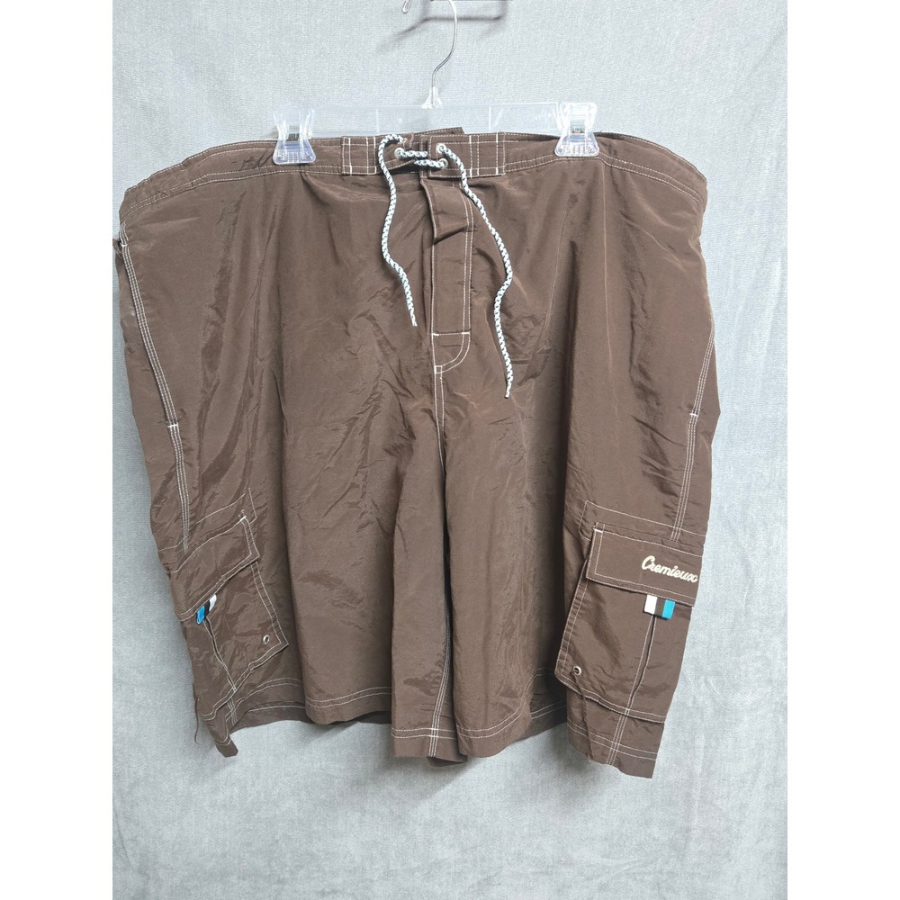 Cremieux Mens Brown Cargo Swim Trunks Board Shorts Mesh Lined Size 3X